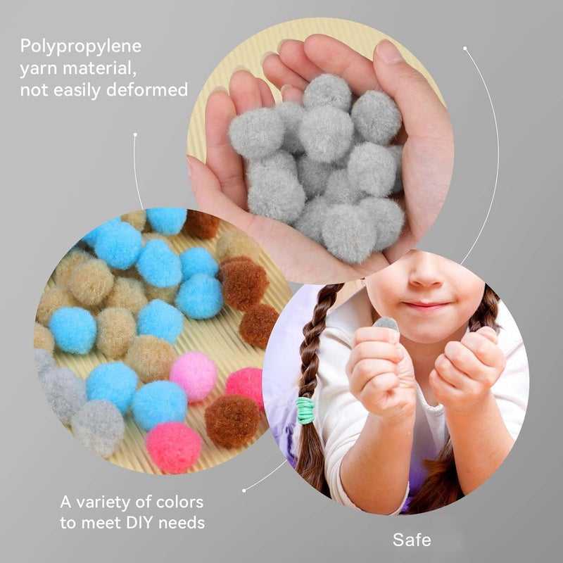 MORFEN 150 Pcs Pom Poms, 1 Inch Light Grey Craft Pom Poms, Fuzzy Pompom Puff Balls, Small Pom Pom Balls for DIY Arts, Crafts Projects,Birthday Home Decorations - Image 4
